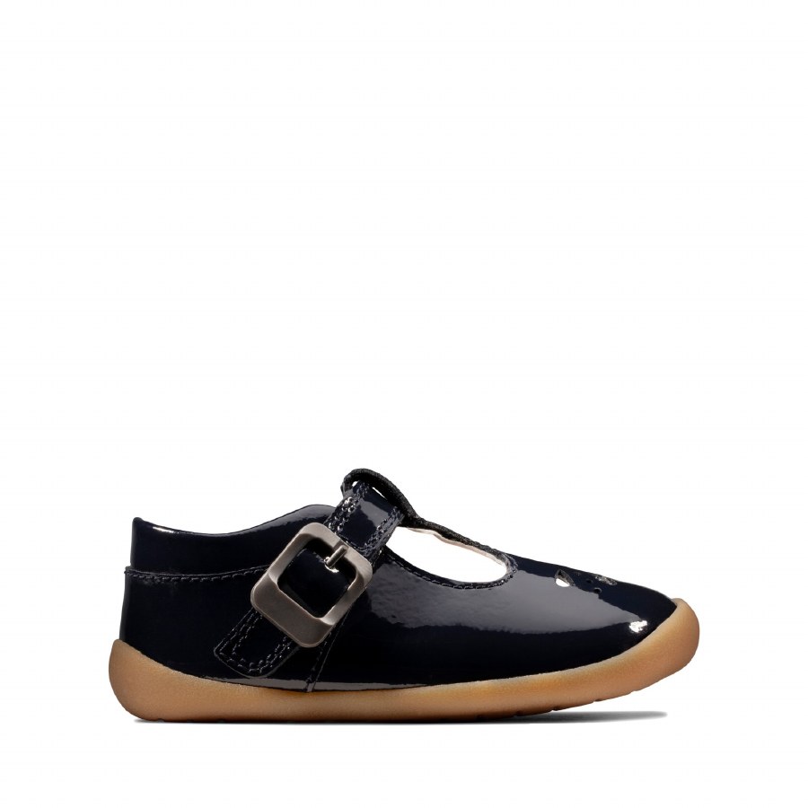 Clarks navy outlet patent shoes